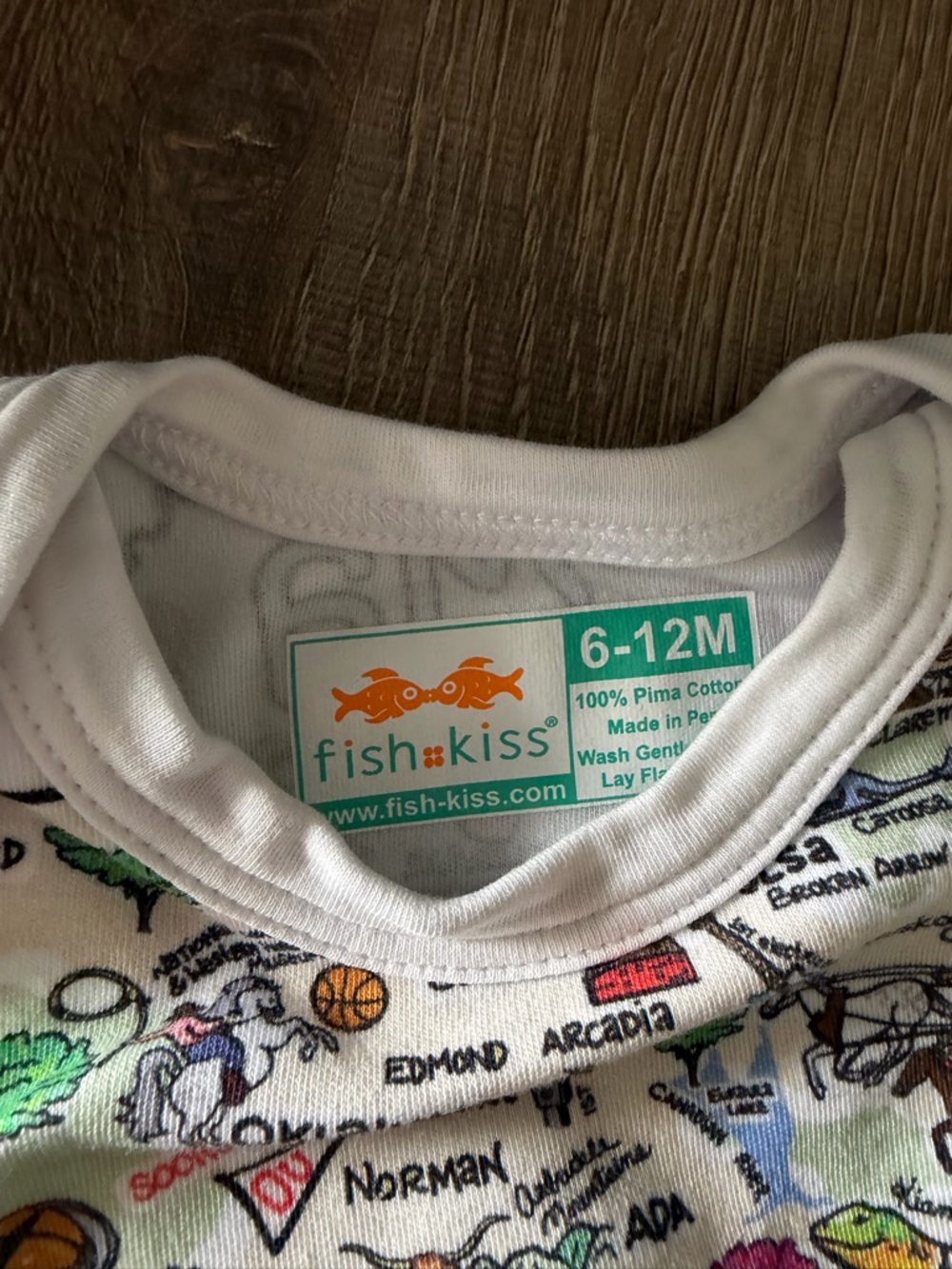 Fish kiss Baby 6-12 month Oklahoma Onesie